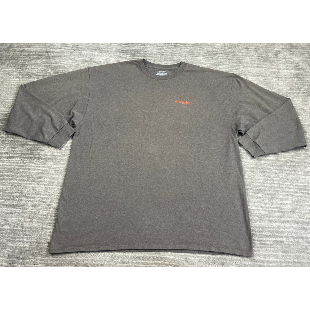Columbia T-Shirt Mens XXL Brown PFG Live The Hunt Graphic LS Cotton Blend